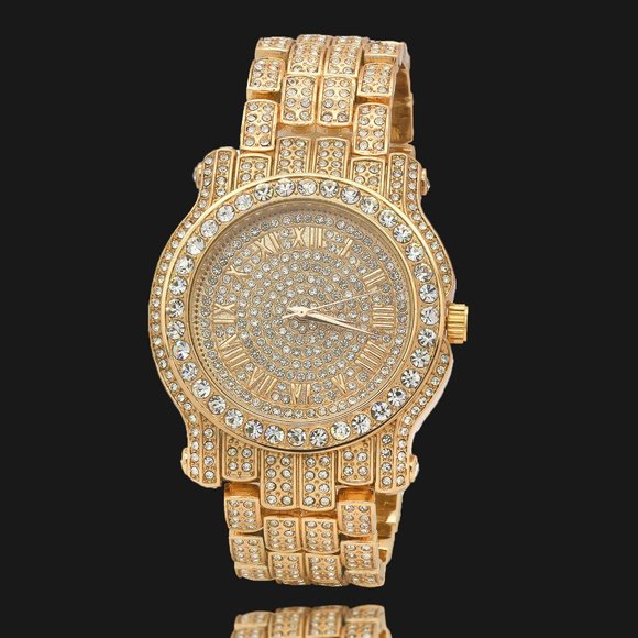 Gold Luxury Watch + Cuban Bracelet